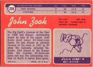 1970 Topps Football Card John Zook Atlanta Falcons sk21513