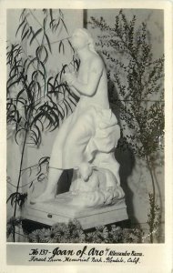 Postcard RPPC 1930s California Glendale Joan of Arc Statue Forest Lawn CA24-799