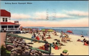 Vintage Postcard Bathing Beach Ogunquit, Maine JL4