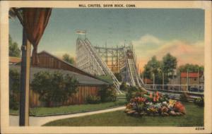 Savin Rock CT Mill Chutes Roller Coaster Linen Postcard