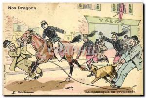 Old Postcard Fantasy Militaria Our dragons Horse Model Dog ride