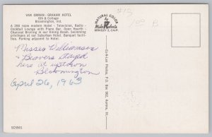 Van Orman - Graham Hotel~6th & Collage~Bloomington IN~1963~Vintage Postcard