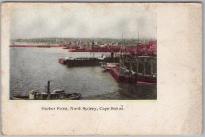 Harbor Front North Sydney Cape Breton Vintage Postcard H81 as is