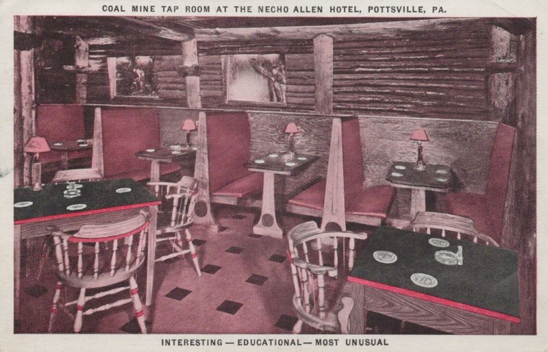 Postcard Coal Mine Tap Room Necho Allen Hotel Pottsville PA