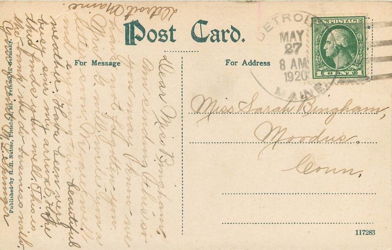 1907-1915 Postcard; National Bank, Pittsfield ME Somerset County, Posted