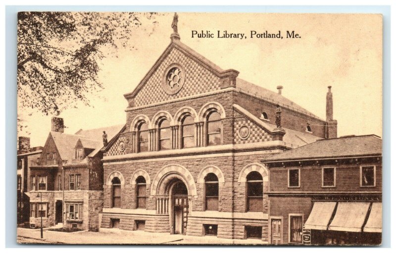 Postcard Public Library, Portland ME Maine 1922 G33