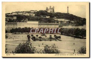 Lyon Old Postcard Square bookstore and hill Fourviere