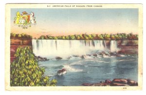 American Falls, Niagara Falls, Coat of Arms, Canada, Used 1941
