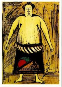 Sumo Wrestler by Bernard Buffet Art Postcard