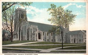 Vintage Postcard Historical Congregational Church Stamford Connecticut C.T. Art