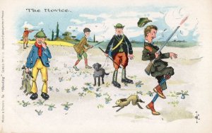 The Novice Shooting Gun Rifle Range Disaster Old Comic Postcard