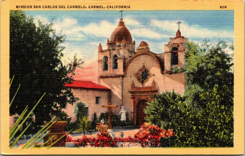 Vtg 1930s Mission San Carlos Del Carmelo Carmel California CA Unused Postcard