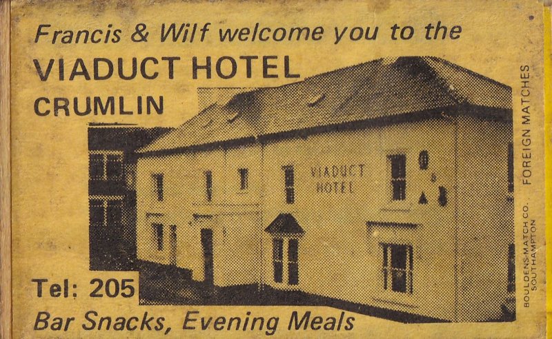 Viaduct Hotel Crumlin Ireland Irish Old Pub Matchbox Label