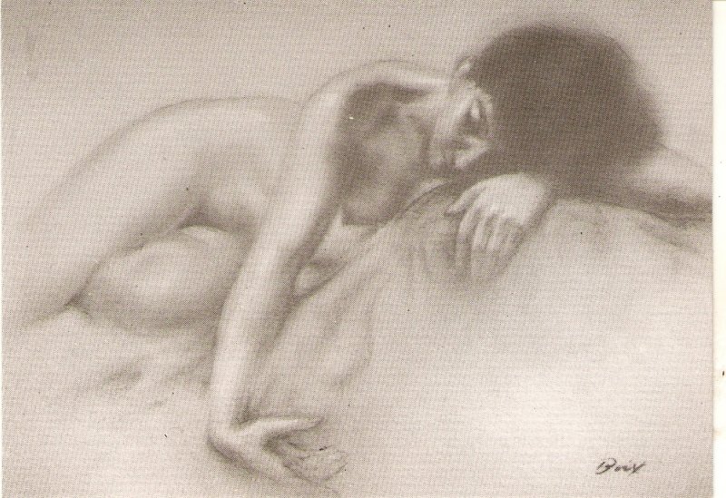 Boix. nude. resting fine risque painting, spanish postcard. continental size