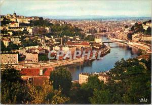 Postcard Modern Lyon Vue generale The Saone the Chain of the Alps and Mont Blanc