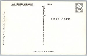 Vtg Houston TX Sam Houston Monument View Hermann Park Postcard