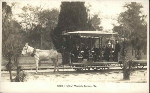 Magnolia Springs FL Rapid Transit Mule Drawn Trolley Real Photo Postcard