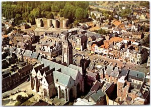 VINTAGE POSTCARD CONTINENTAL SIZE AERIAL VIEW OF PERONNE IN THE SOMME FRANCE