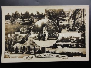 WOLVERHAMPTON West Park M.V. showing Monolyth & Conservatory - Old RP Postcard