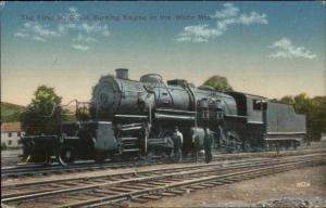 White Mountains NH First MC Oil Burning Engine RR Train c1910 Postcard