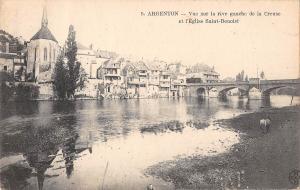 B104698 France Argenton Vue sur la Rive Gauche, Eglise Saint Benoist