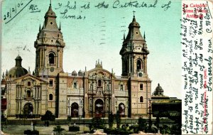 Vtg Postcard 1907 Catedral De Lima Postcard Antigua Peru UDB