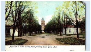 c1905 Approach To Notre Dame Main Building South Bend IN Antique Postcard 