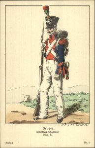 Swiss Army Uniform FORESTIER Series 5 #5 c1910 Postcard GENEVE INFANTERIE