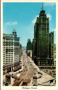 Vtg Chicago Illinois IL Michigan Avenue Street View Looking North 1950s Postcard
