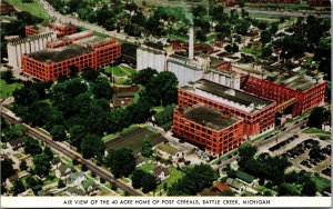 Vtg Battle Creek Michigan MI Aerial View of Post Cereal Postcard