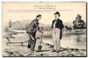 Old Postcard Wheelbarrow Legend of Saint Saulge L & # 39etang of Ranceau