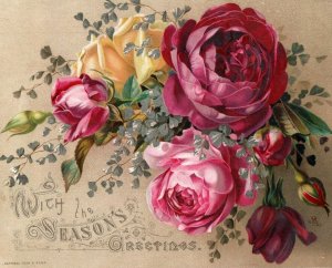 1880's Lovely Large Season's Greeting Raphael Tuck Victorian Trade Card &M