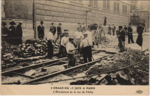 CPA PARIS ORAGE DU 15 JUIN Rue de Clichy Eboulement (999252) 