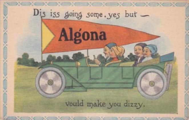 Iowa Algona People In Car Pennant Series 1915