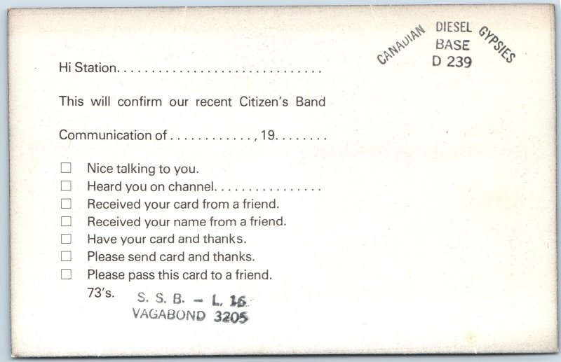 c1970s Saskatoon, SK Wheat Province Silver Dollar Radio Art QSL Card Drinkle A47