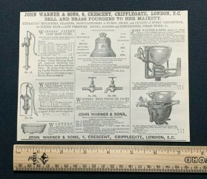 1862 Advert, John Warner & Sons, Cripplegate London, Bell & Brass Founders