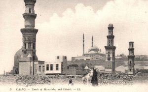 Vintage Postcard Cairo Tombs of Mamluks and Citadel Architectural Landmark Egypt