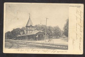 ENGLEWOOD NEW JERSEY NJ RAILROAD DEPOT TRAIN STATION 1906 VINTAGE POSTCARD