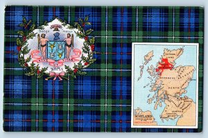 Scotland Postcard Map Showing Mckenzies Location Badge of Holly c1910 Plaid