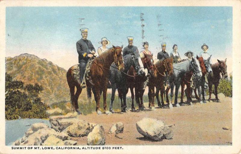 Mt Lowe California Horse Riding On Summit Antique Postcard K93095