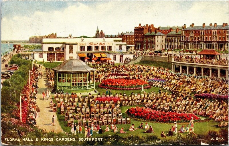 Flora Hall Kings Gardens Southport Antique Postcard PM Lancs Valentine DB WOB