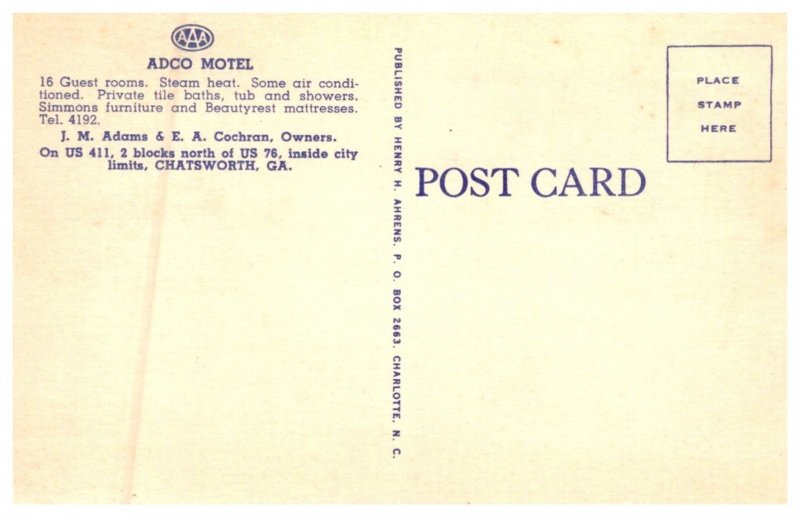 Georgia   Chatsworth , Adco Motel