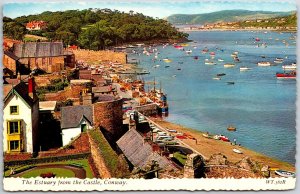 The Estuary from the Castle Conwy Wales Boats Ships Pier Buildings Postcard