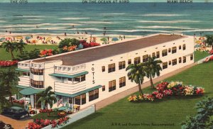 Vintage Postcard 1950's Otis Hotel & Villas Rooms Ocean Miami Beach Florida FL