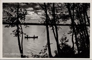 Geneva Park Lake Couchiching Ontario ON Ont Boating Sunset 1930s Postcard E80