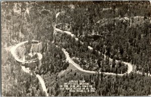 RPPC Aerial View Pigtail Bridges Iron Mt. Road Black Hills SD Vtg Postcard J29