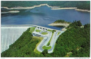 Aerial View, Observation Building, Parking Area, Fontana Lake, FONTANA DAM, N...