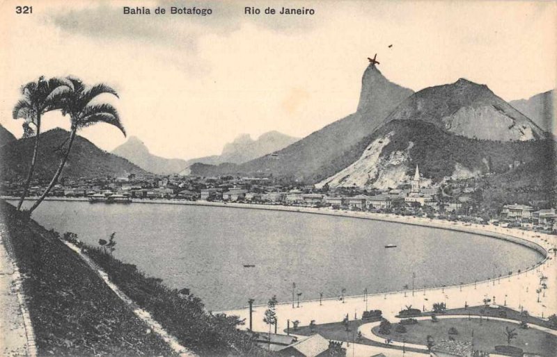 Rio de Janeiro Brazil Bahia de Botafogo Birds Eye View Vintage Postcard JI658061