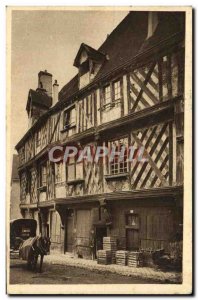 Old Postcard La Douce France Chartres The Salmon House Horse