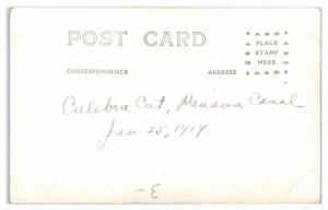 1919 RPPC Ship going through Culebra Cut, Panama Canal Real Photo Postcard